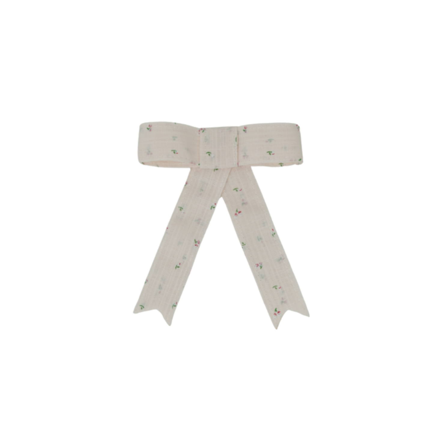 Bandeau Pale Pink Tiny Floral Linen Bows Collection Medium Bow Clip