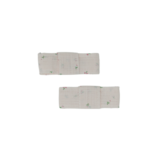 Bandeau Pale Pink Tiny Floral Linen Bows Collection Mini Bow Clip Set