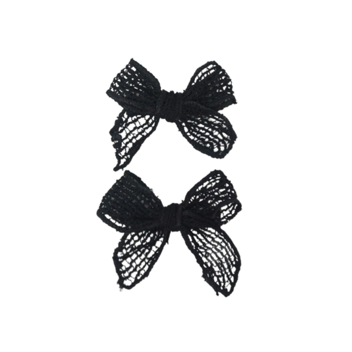 Bandeau Black Netting Crochet Collection Mini Bow Clip Set