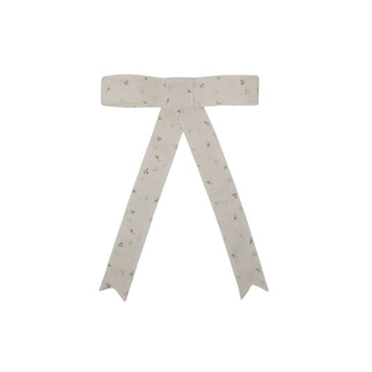 Bandeau Pale Pink Tiny Floral Linen Bows Collection Large Bow Clip