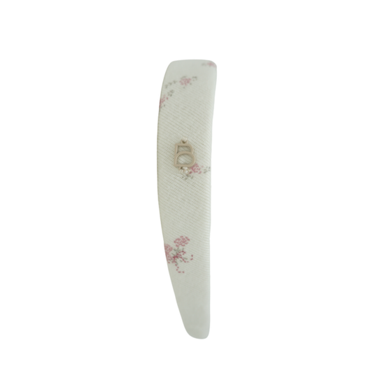 Bandeau Pink Flower/ White Dainty Prints On Soft Fabric Collection Flat Headband