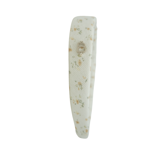 Bandeau Yellow Floral/ White Dainty Prints On Soft Fabric Collection Flat Headband