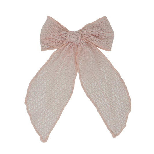 Bandeau Pale Pink Netting Crochet Collection Large Bow Clip