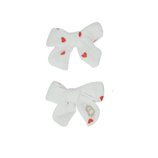 Bandeau White/Red Hearts Assorted Prints Collection Mini Bow Clip Set