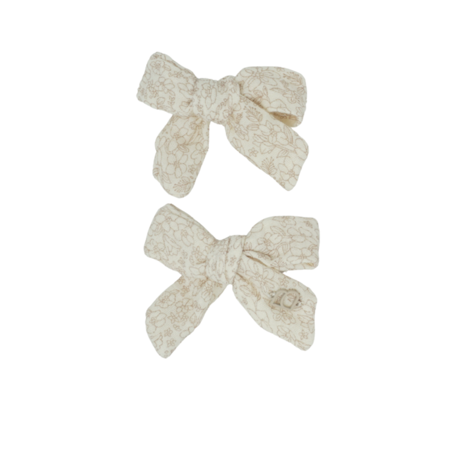 Bandeau Cream/Beige Floral Assorted Prints Collection Mini Bow Clip Set