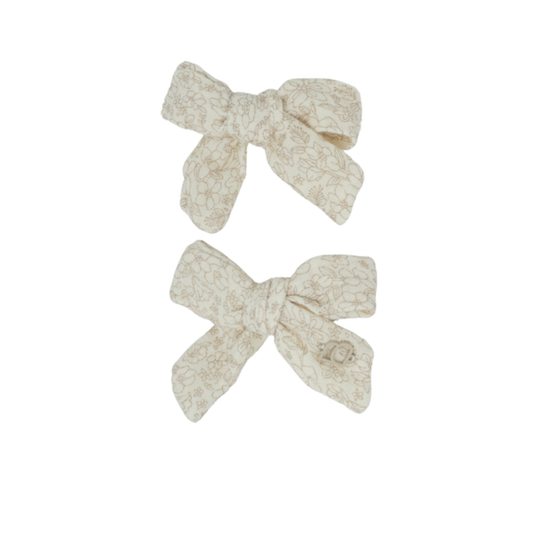 Bandeau Cream/Beige Floral Assorted Prints Collection Mini Bow Clip Set