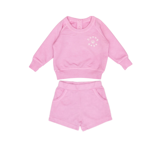 Tuntun Fucshia Aspen Sweatshirt Shorts Set Pullover