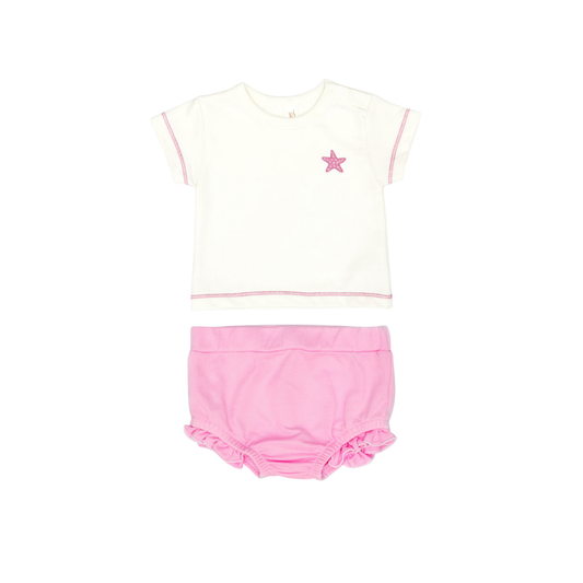 Tuntun Natural & Fucshia Star Terry Bloomer Set
