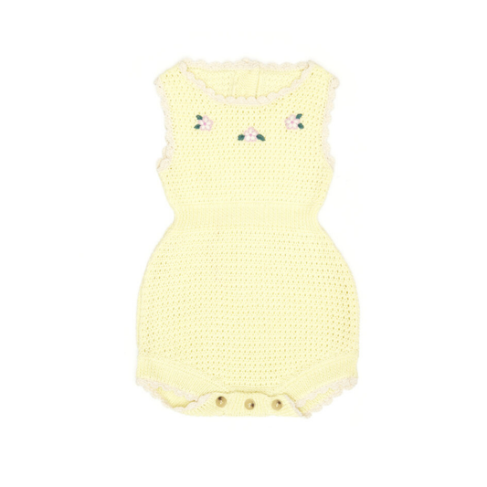 Tuntun Wax Yellow & Natural Avery Crochet Romper