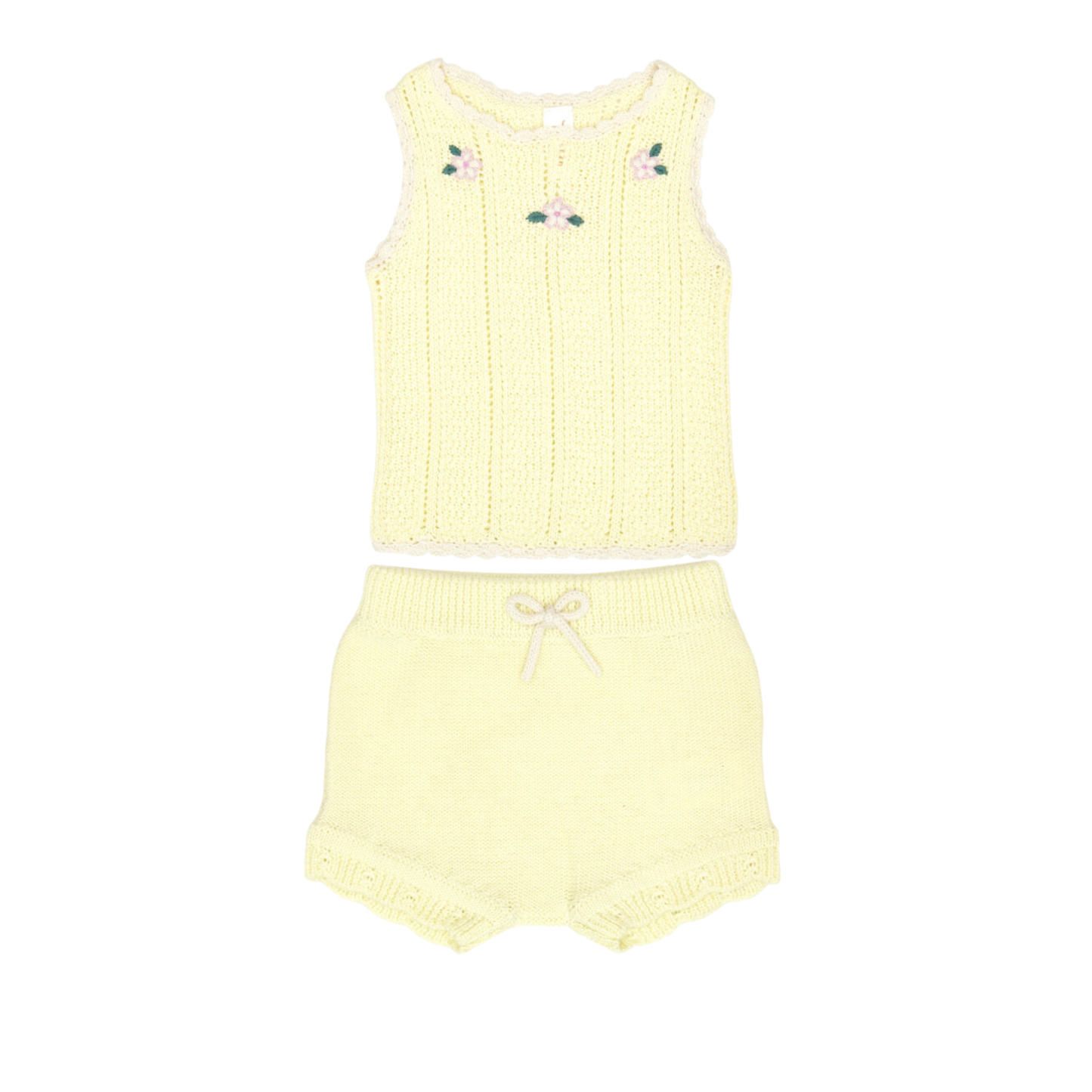 Tuntun Wax Yellow & Natural Avery Flower Shorts Set