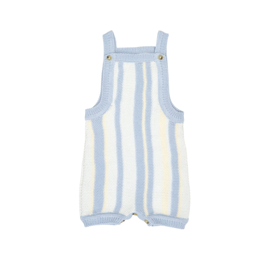 Tuntun Light Blue & Natural Stripped Knitted Romper