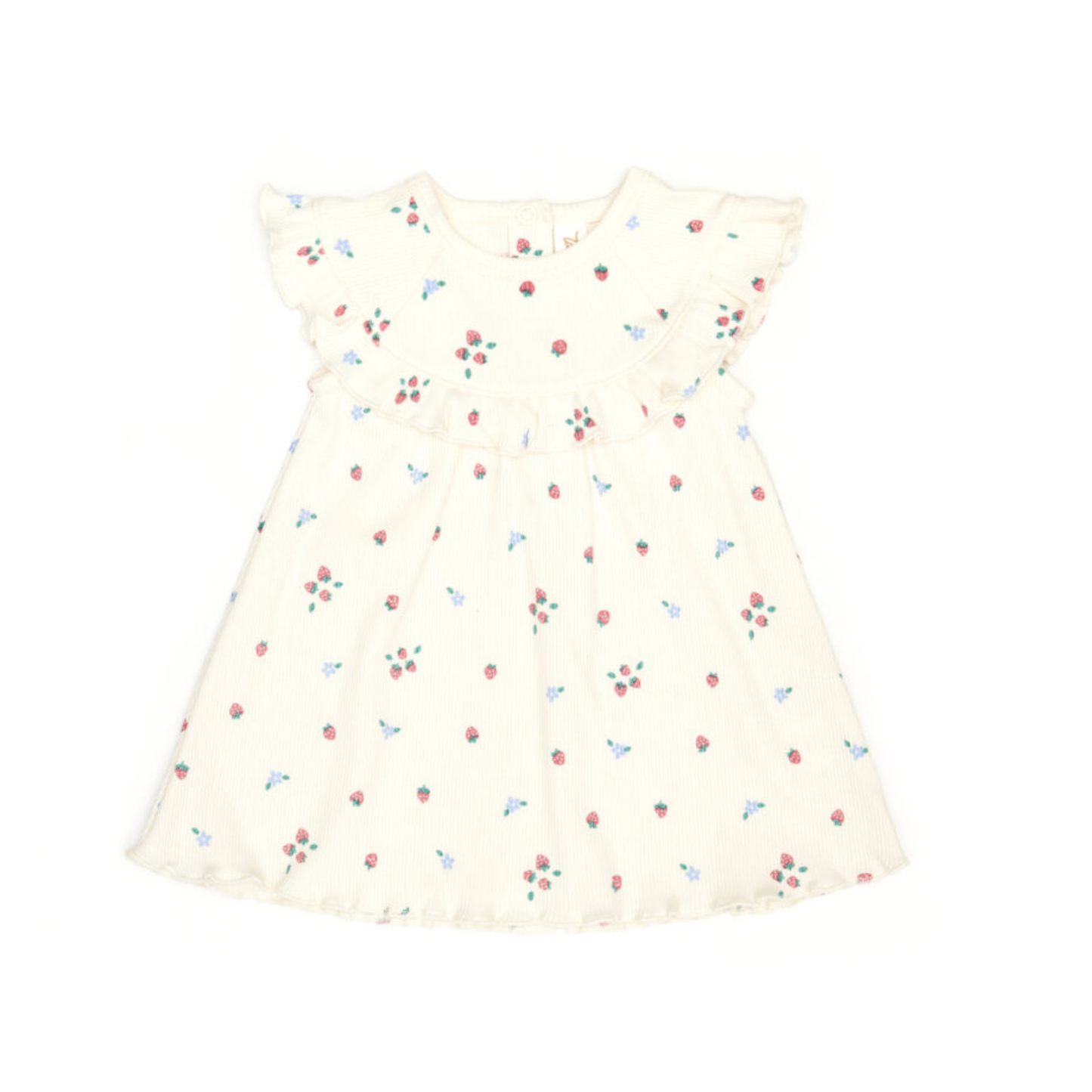 Tuntun Natural Strawberries Ruffle Sleeveless Dress
