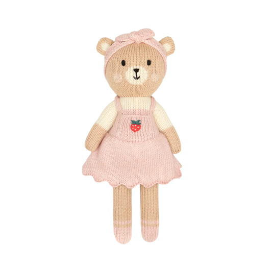 TunTun Pink & Natural Emma The Bear With Strawberry