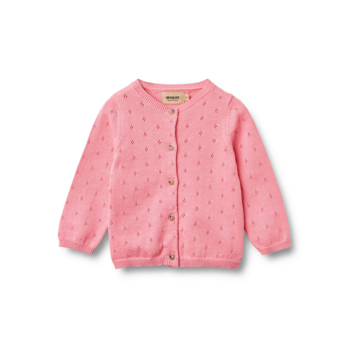 Wheat Bubblegum Infant Maia Knit Long Sleeve Cardigan