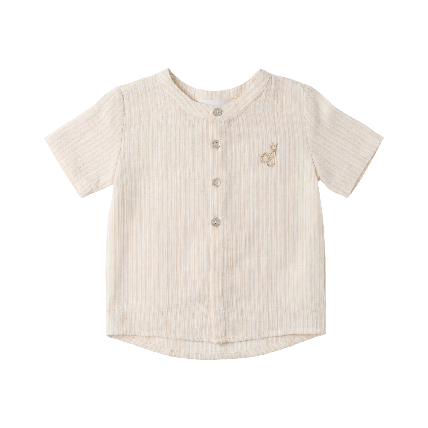 Charlotte & George Pastel Yellow Shirt In Cotton Striped Fabric