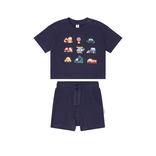 Huxbaby Navy Construction Shorts Set