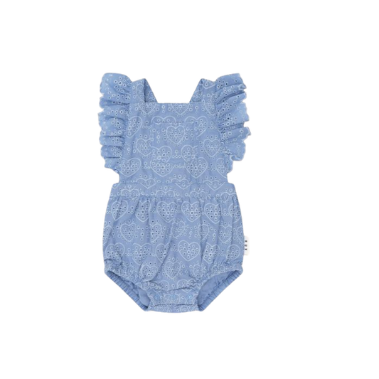 Huxbaby Bijou Blue Broderie Romper