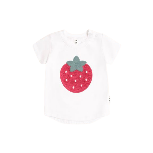 Huxbaby White Very Strawberry Short Sleeve Tee