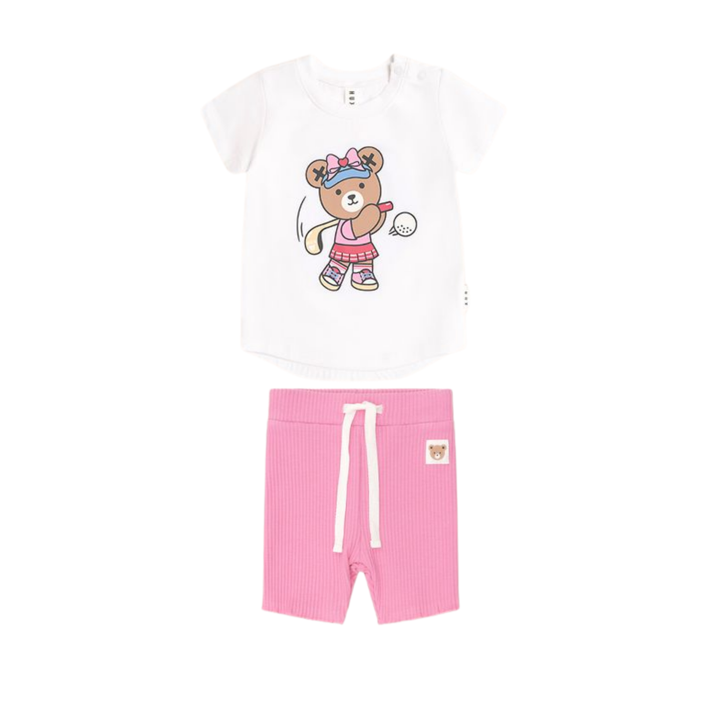 Huxbaby Strawberry/White Golfer Strawberry Shorts Set