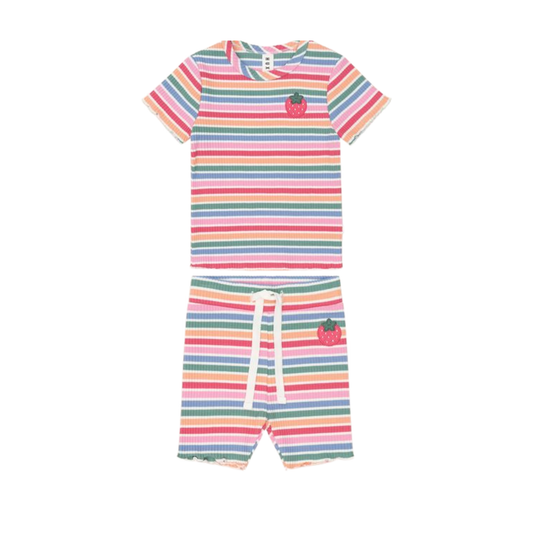 Huxbaby Multi Tutti Frutti Stripe Shorts Set