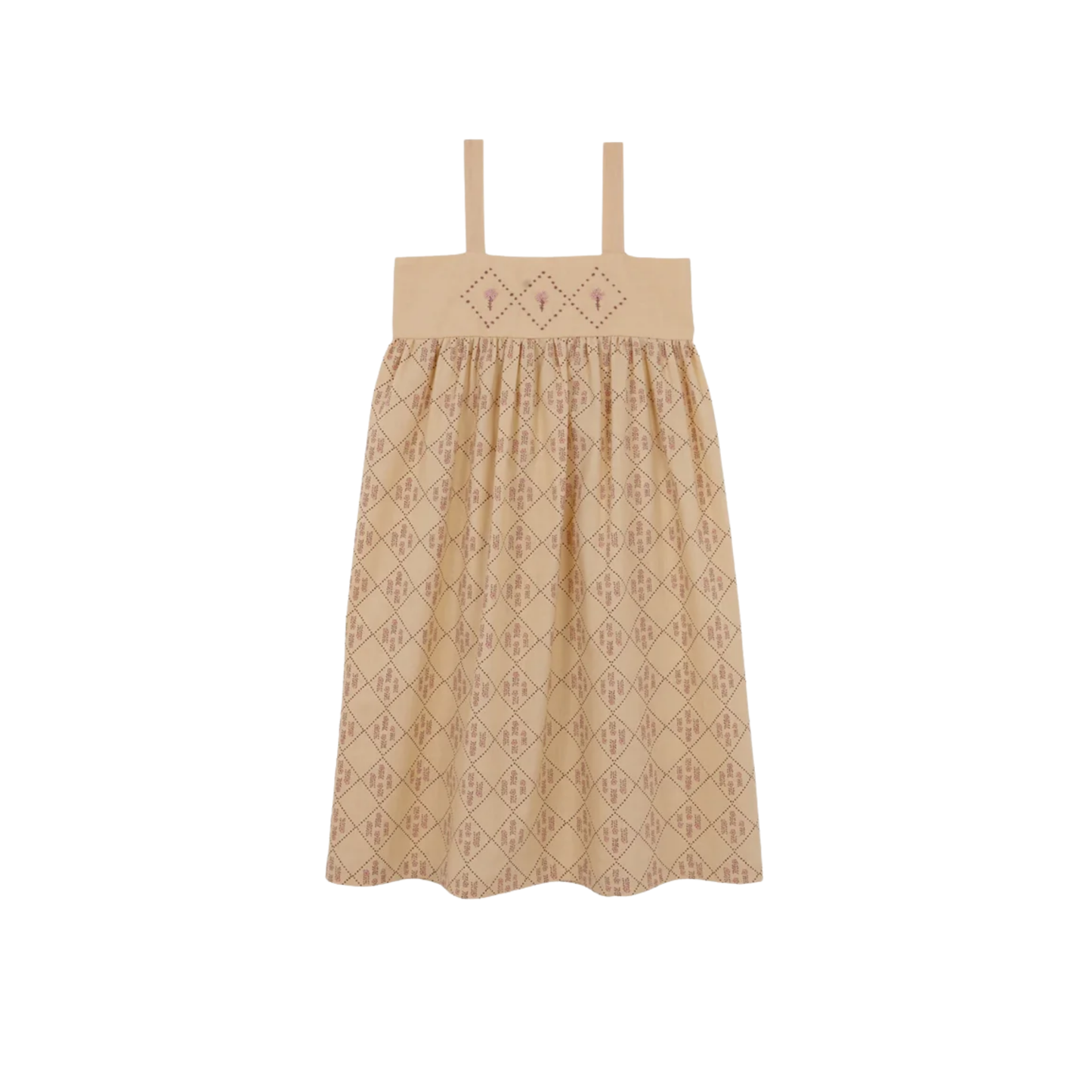 Birinit Sand Embroidered Midi Dress