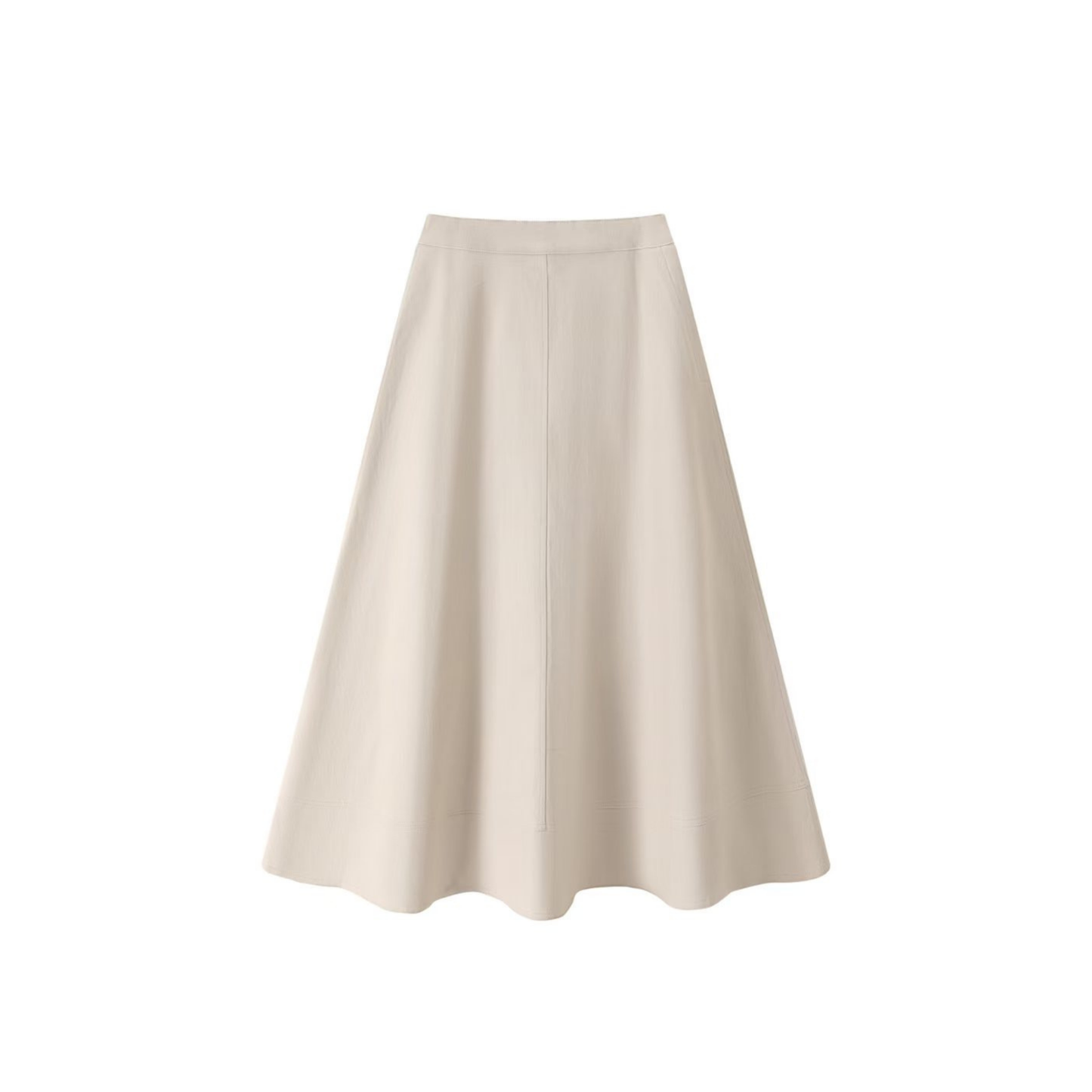 Noname Beige Classic Vintage A-Line Midi Length Skirt