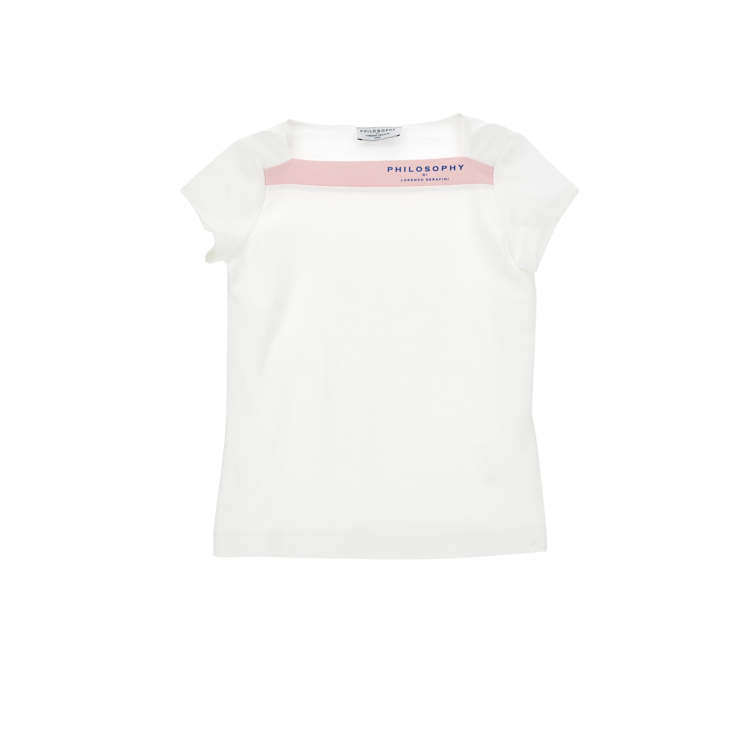 Philosophy 0190 Wht Pink Contrast Trim Short Sleeve Tee