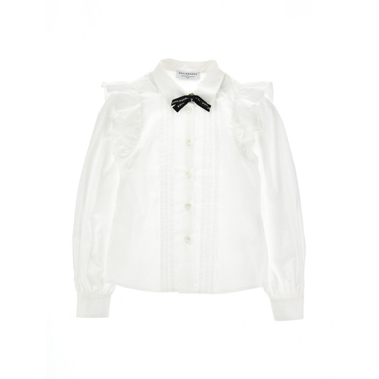 Philosophy 0001 White Logo Bow Blouse