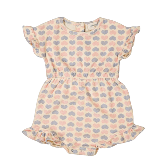 Louis Louise Pink Pampa Terry Heart Sleeveless Romper