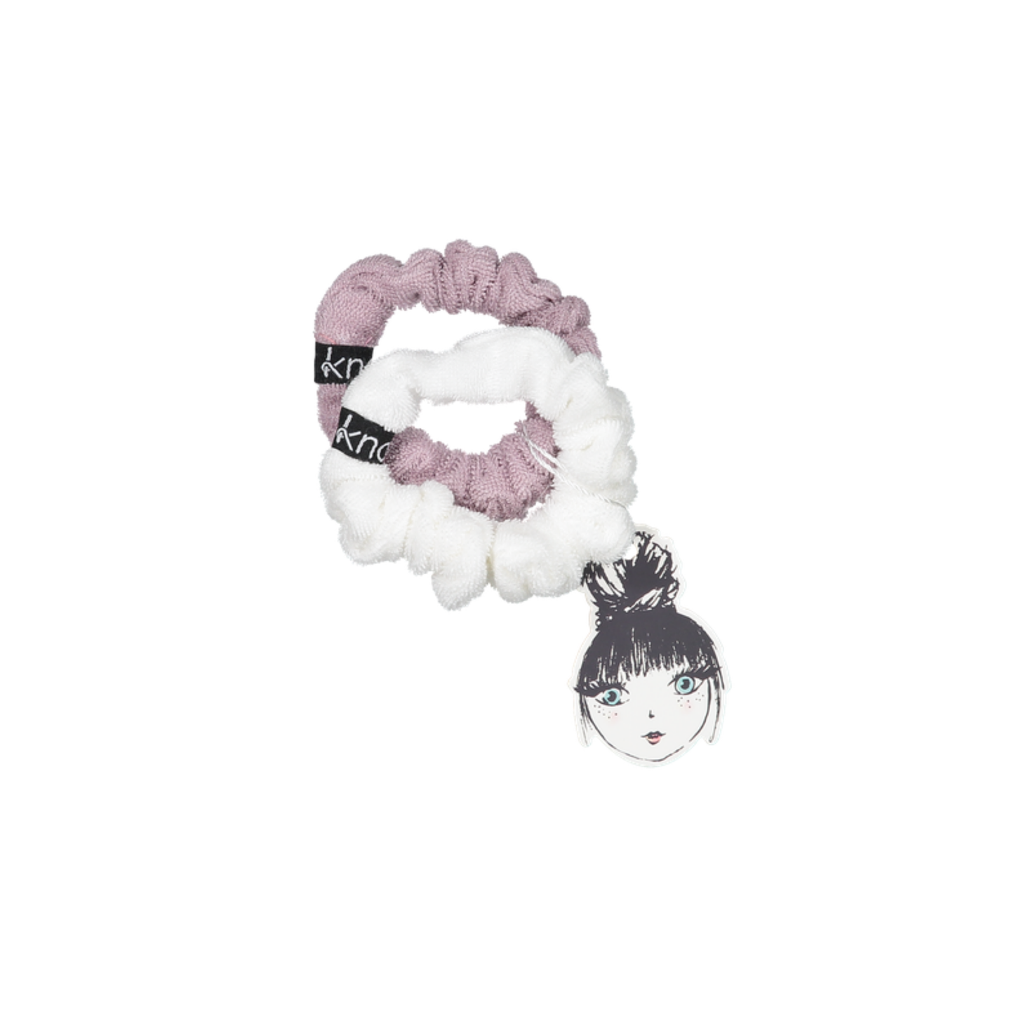 Knot White / Lavender Cabana Scrunchie Set