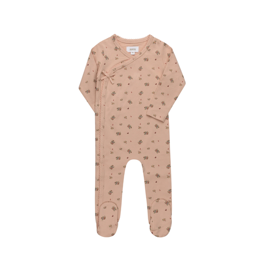 Aurora Pink Jersey Cotton Floral Print Collection Footie