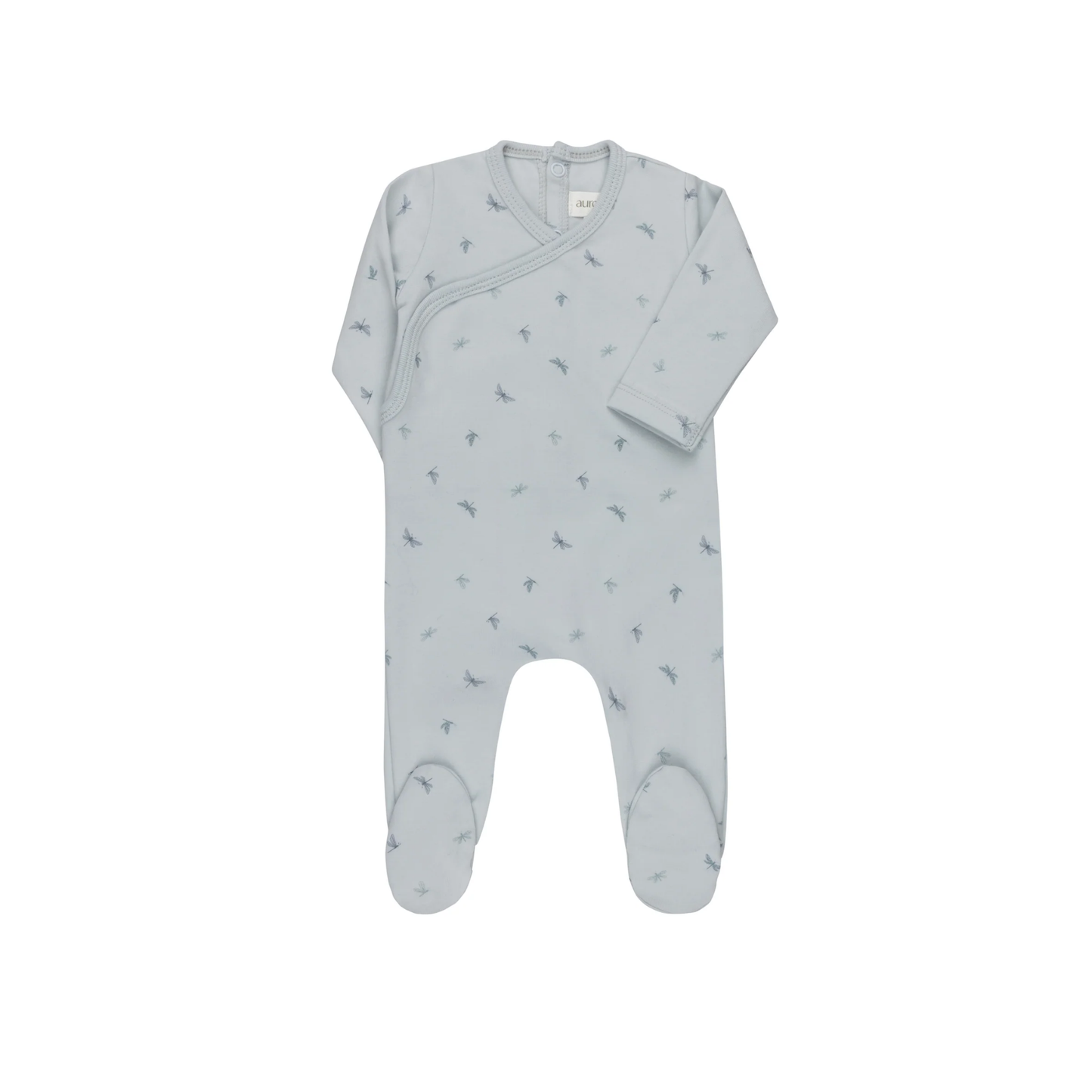 Aurora Blue Jersey Cotton Butterfly/Dragonfly Collection Footie