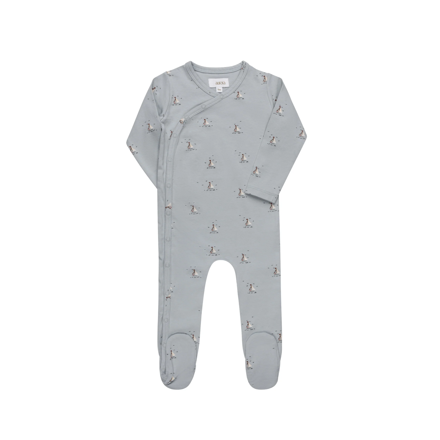 Aurora Blue Jersey Cotton Nautical Collection Footie