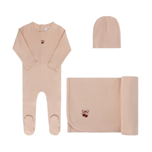 Aurora Pink/Red Pointelle Bow Print Collection Take Me Home Set