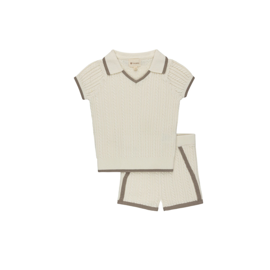 Looms Ivory/Taupe Embroidered Trim Collection Knit Trim Set