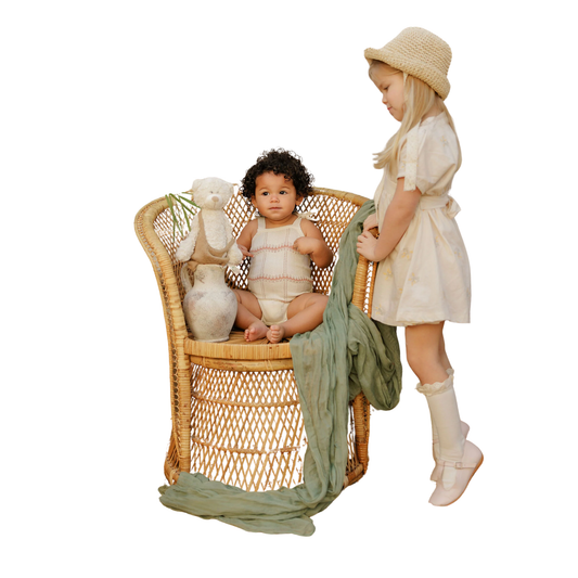 Looms Ivory/Pink Wave Knit Collection Romper