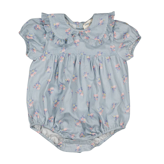 Louis Louise Blue Poupette Bouquet Stripe Romper