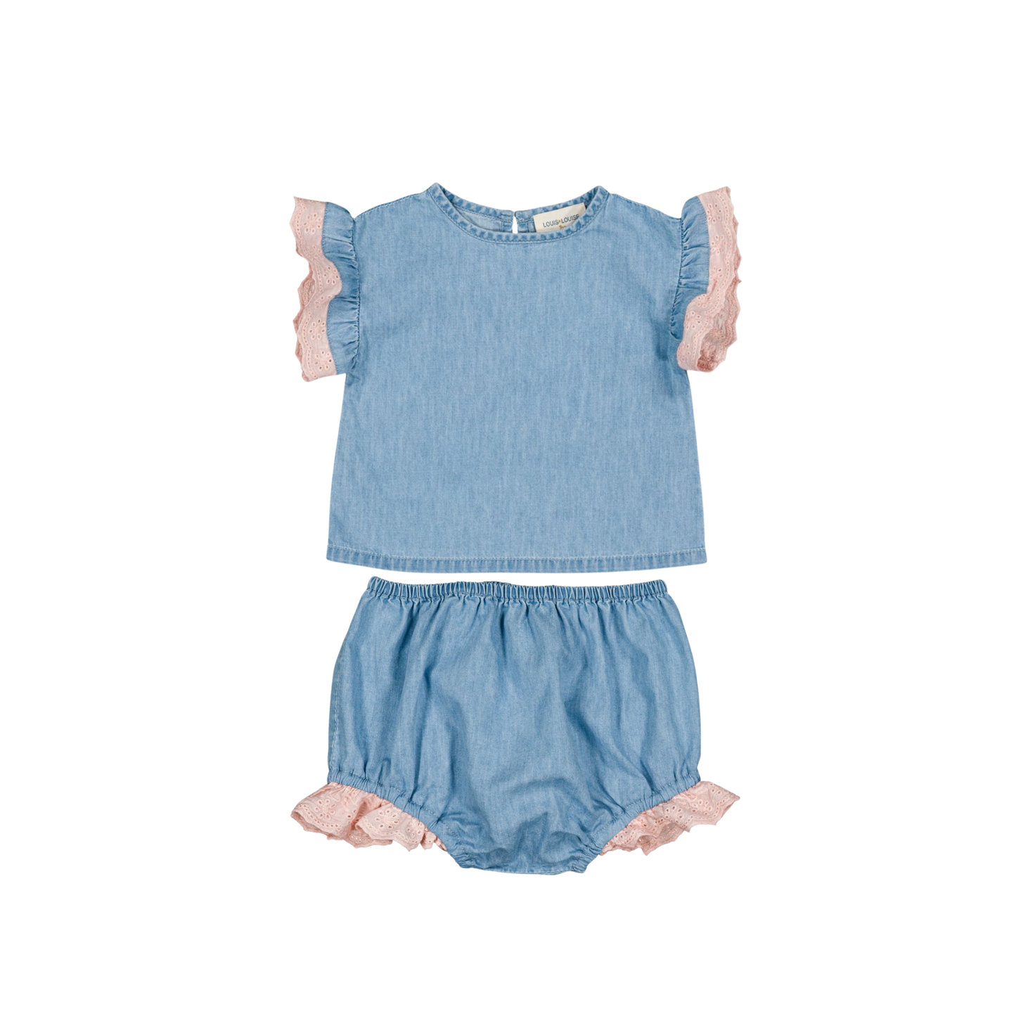 Louis Louise Light Blue Loli Chambray Ruffle Sleeveless Set