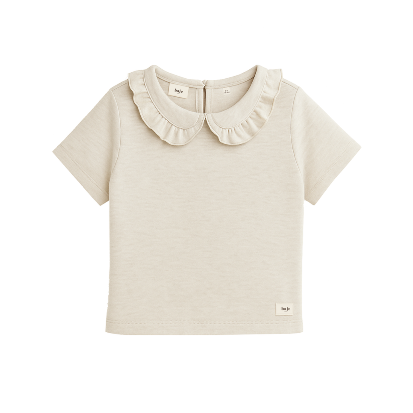 Baje Creme melange Francia Collar Short Sleeve Top