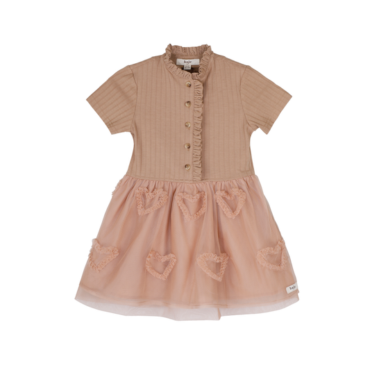 Baje Rose cafe Nozy Tulle Heart Short Sleeve Dress