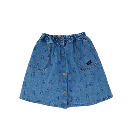 Wander & Wonder Cherries Sun Denim Skirt