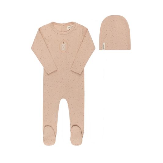 Ely's & Co Pink Cotton Bunny Collection Footie + Beanie