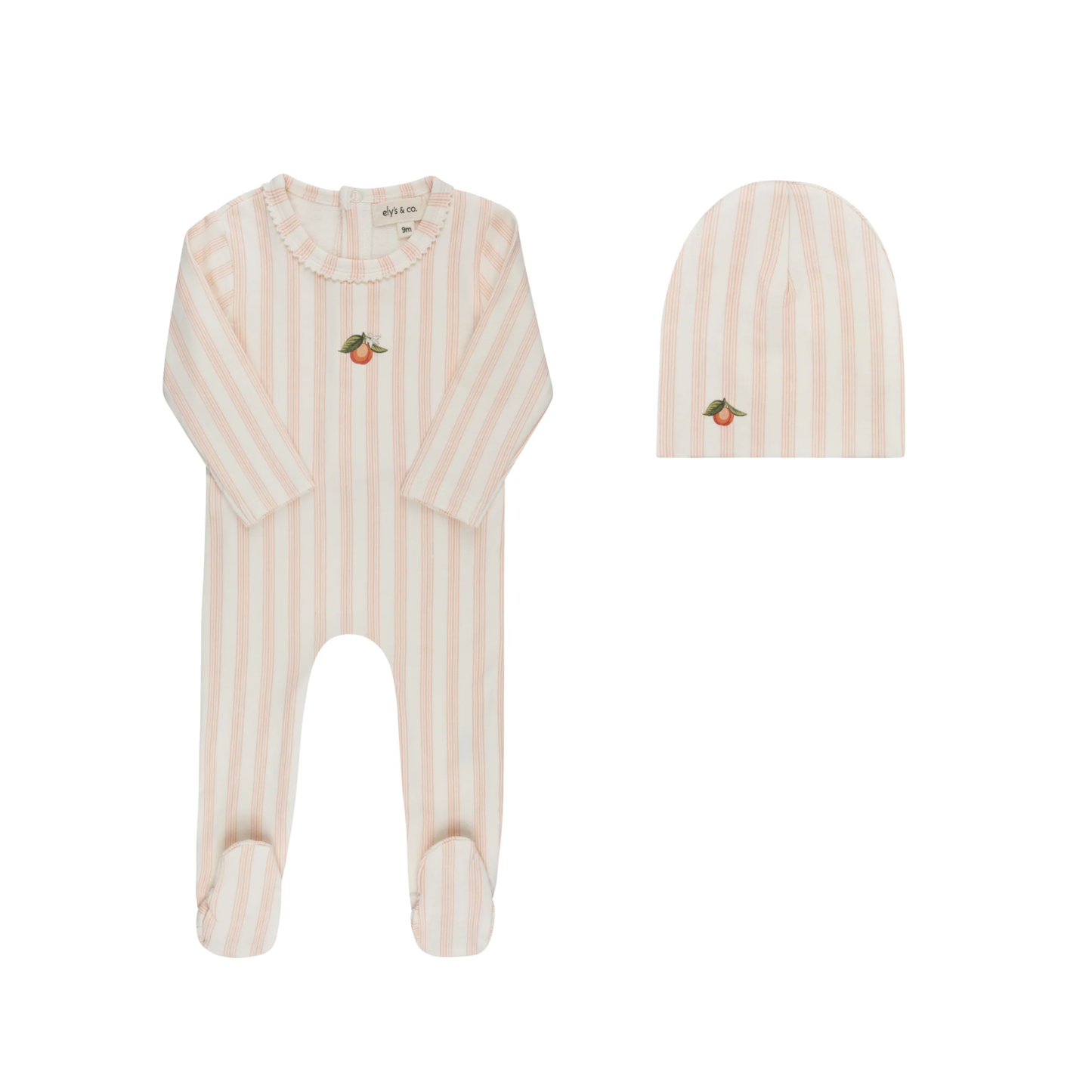 Ely's & Co Peach Fruit Collection Footie + Beanie