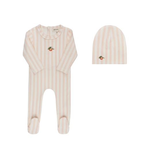 Ely's & Co Peach Fruit Collection Footie + Beanie