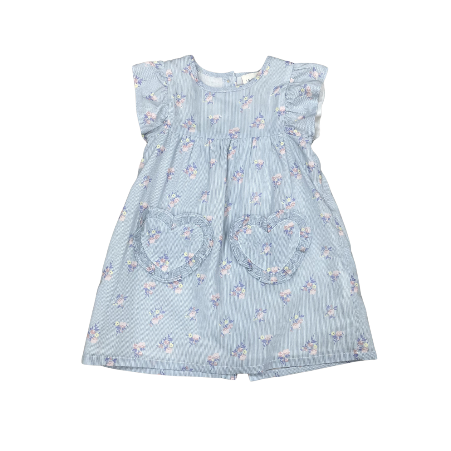 Louis Louise Blue Ethie Bouquet Short Sleeve Dress