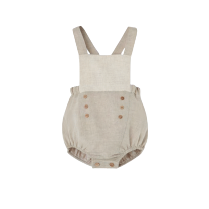 Popelin Sand Linen Straps Romper