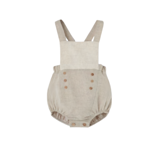 Popelin Sand Linen Straps Romper
