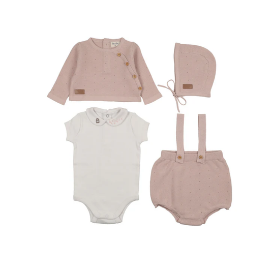 Bee And Dee Muted Pink Boutique Leather Tab Knit Set