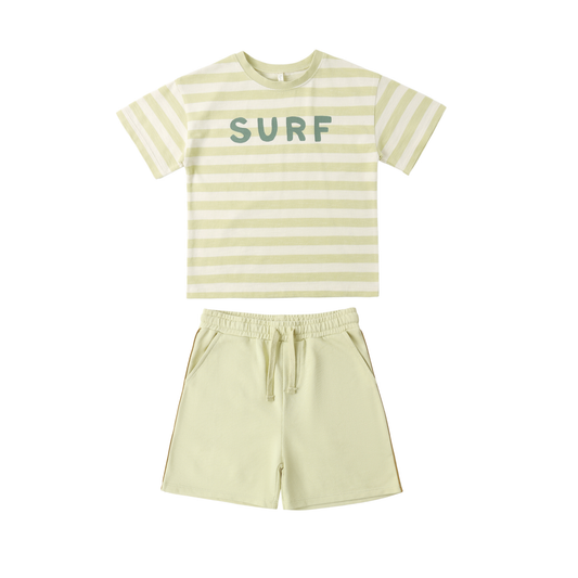 Rylee+Cru Citron Surf Stripe Shorts Set