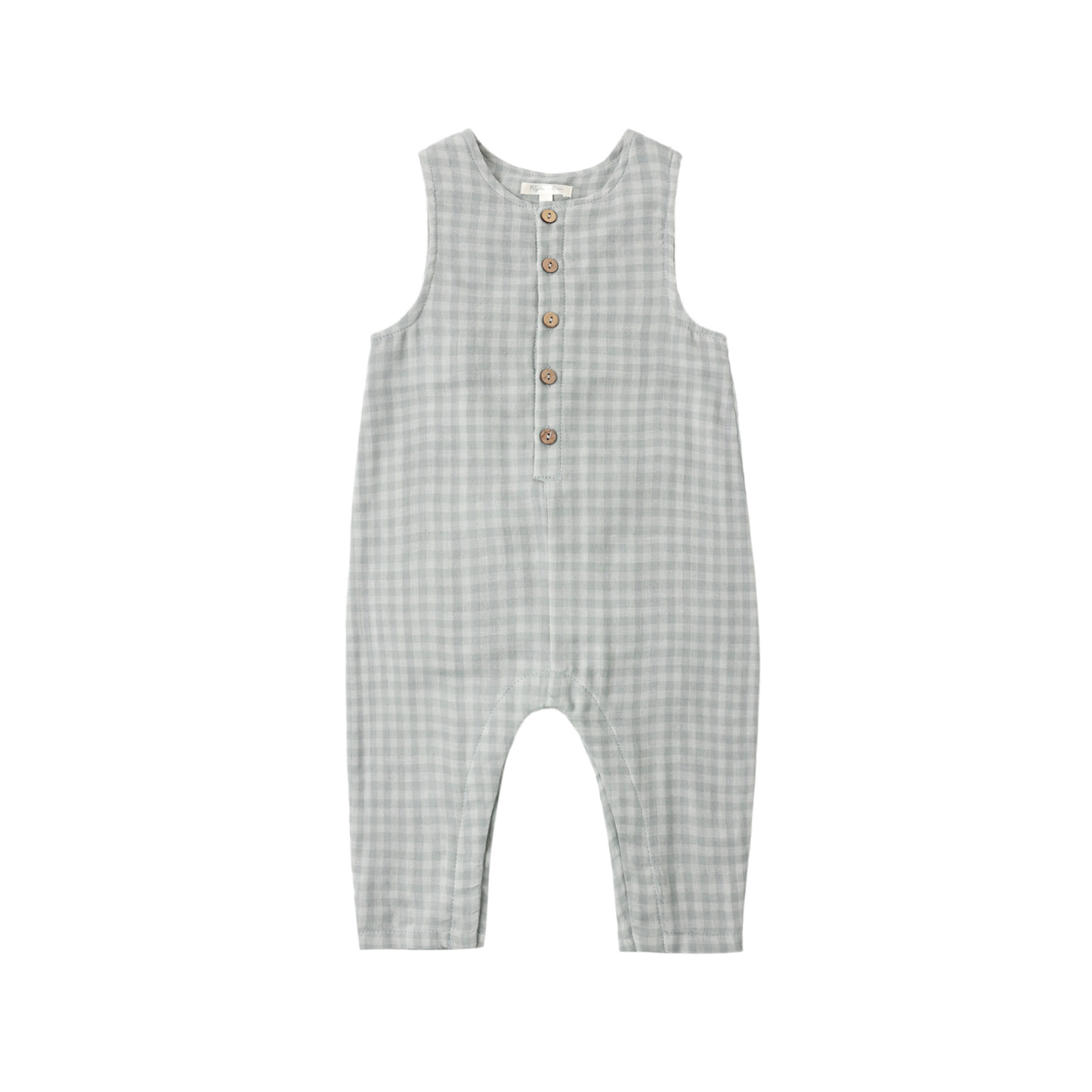 Rylee+Cru Green Gingham Button Romper